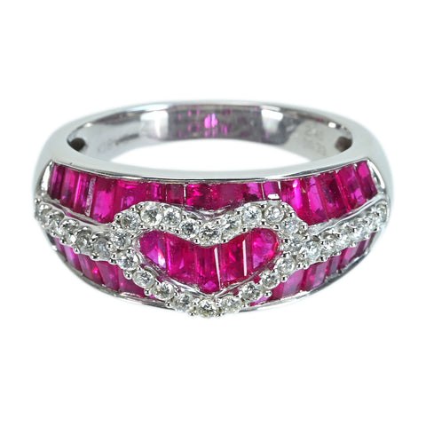 【中古】K18WG RUBYルビー・ダイヤモンドリング R2.40ct D0.33ct 7.0g #17