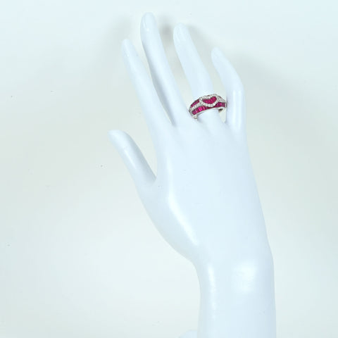 【中古】K18WG RUBYルビー・ダイヤモンドリング R2.40ct D0.33ct 7.0g #17