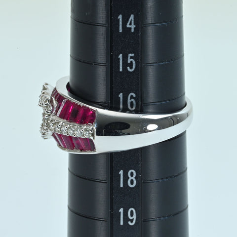 【中古】K18WG RUBYルビー・ダイヤモンドリング R2.40ct D0.33ct 7.0g #17
