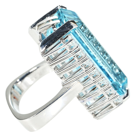 【中古】K14WG AQUAMARINE RING アクアマリンリング AQ32.87ct D2.23ct 24.5g