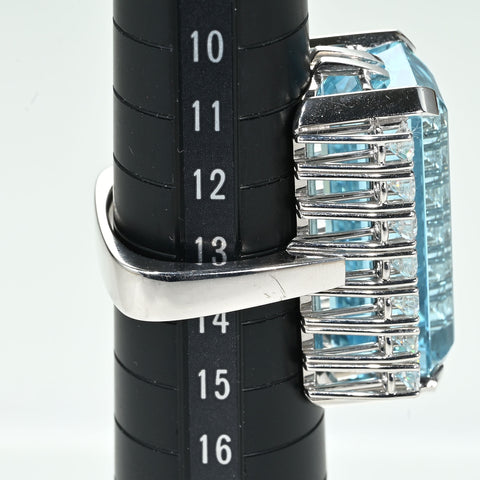 【中古】K14WG AQUAMARINE RING アクアマリンリング AQ32.87ct D2.23ct 24.5g