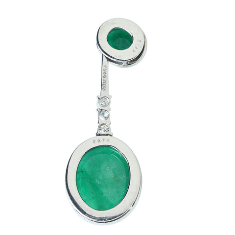 【中古】PT900 EMERALD PENDANT TOP エメラルドペンダントトップ E9.73ct E1.98ct D0.16ct ソーティング 7.1g