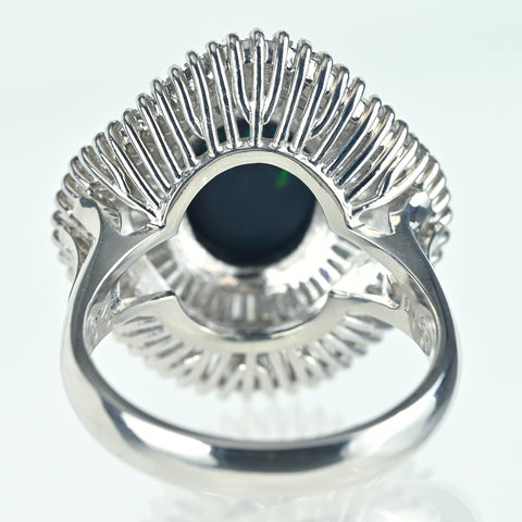 【中古】PT900 BLACK OPAL ブラックオパールリング BO2.81 D1.30ct 13.2g #12