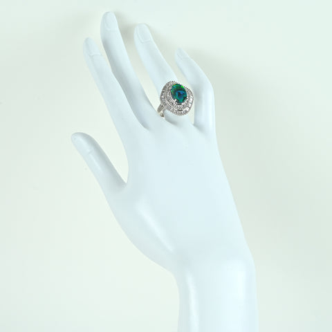 【中古】PT900 BLACK OPAL ブラックオパールリング BO2.81 D1.30ct 13.2g #12