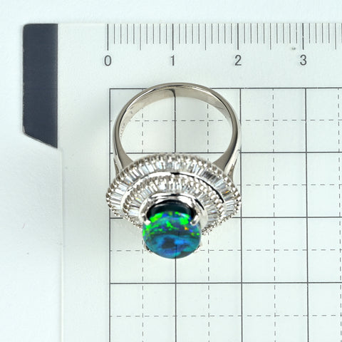 【中古】PT900 BLACK OPAL ブラックオパールリング BO2.81 D1.30ct 13.2g #12