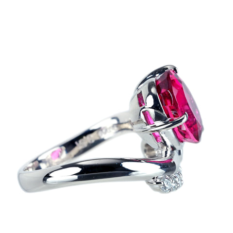 【中古】PT900 RUBELLITE TOURMALINEルベライトリング 3.51ct D0.21ct NGL鑑別書付き 8.0g #9