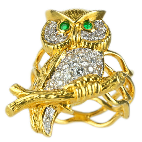【中古】K18YGWG EMERALD DIAMONDエメラルド ダイヤモンドリング E0.07ct  D0.38ct 11.2g #12.5