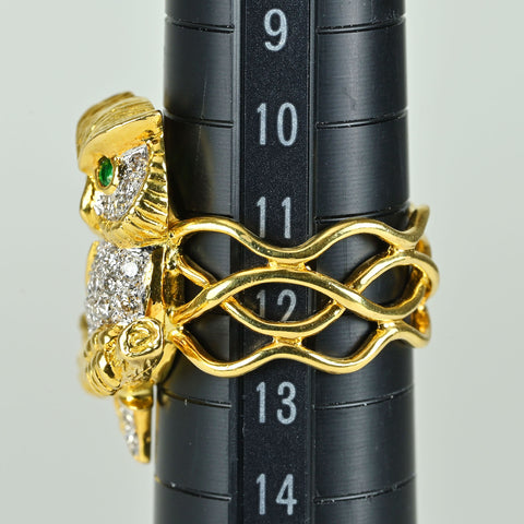 【中古】K18YGWG EMERALD DIAMONDエメラルド ダイヤモンドリング E0.07ct  D0.38ct 11.2g #12.5