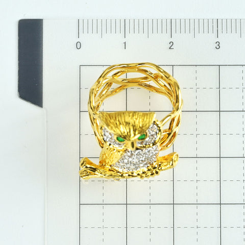 【中古】K18YGWG EMERALD DIAMONDエメラルド ダイヤモンドリング E0.07ct  D0.38ct 11.2g #12.5