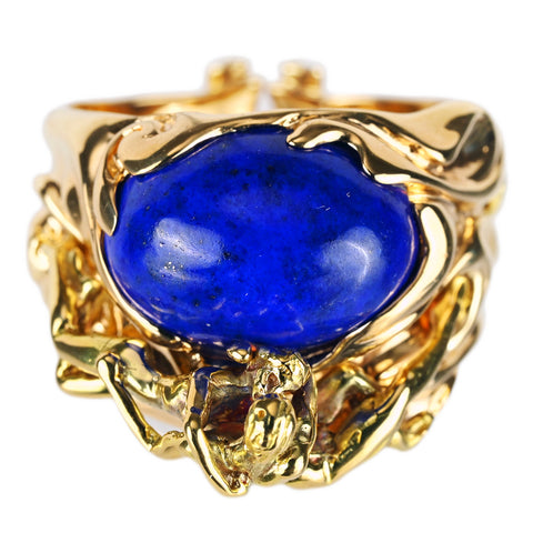 【中古】K18YG LAZURITE RING ラピスラズリリング 具象デザイン 13.2g #13