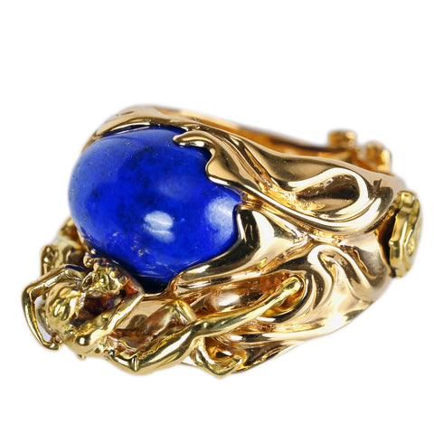 【中古】K18YG LAZURITE RING ラピスラズリリング 具象デザイン 13.2g #13