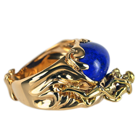 【中古】K18YG LAZURITE RING ラピスラズリリング 具象デザイン 13.2g #13