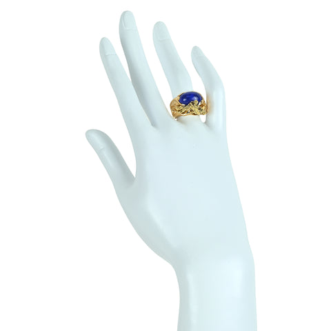 【中古】K18YG LAZURITE RING ラピスラズリリング 具象デザイン 13.2g #13