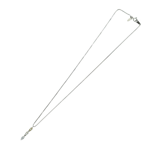 【中古】PT850/PT900 DIAMOND マーキスカットダイヤモンドペンダントネックレス 0.261ct 0.285ct 0.321ct 3.4g