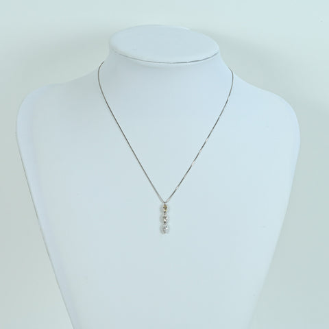 【中古】PT850/PT900 DIAMOND マーキスカットダイヤモンドペンダントネックレス 0.261ct 0.285ct 0.321ct 3.4g