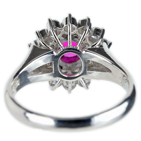 【中古】PT900 RUBY ルビーリング R0.71ct D0.70ct 7.2g #11.5