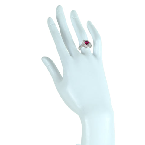 【中古】PT900 RUBY ルビーリング R0.71ct D0.70ct 7.2g #11.5