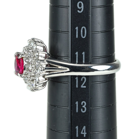 【中古】PT900 RUBY ルビーリング R0.71ct D0.70ct 7.2g #11.5