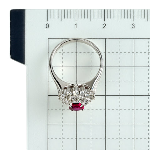 【中古】PT900 RUBY ルビーリング R0.71ct D0.70ct 7.2g #11.5