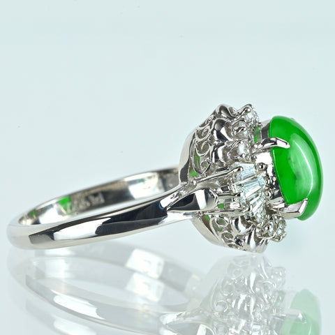 【中古】PT900 JADEITE ヒスイリング 2.15ct D0.40ct CGLソ 7.2g #12