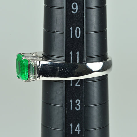【中古】PT900 EMERALDエメラルドリング E1.04ct D0.45ct 6.8g #11.5