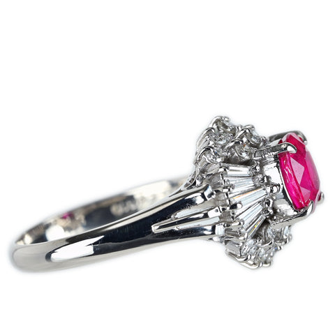 【中古】PT900 RUBY ルビー リング R0.98ct D0.47ct NGLソ 4.9g #8