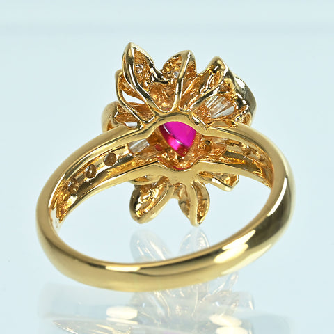 【中古】K18YG RUBYルビーリング R0.58ct D0.62ct.7.0g #12.5
