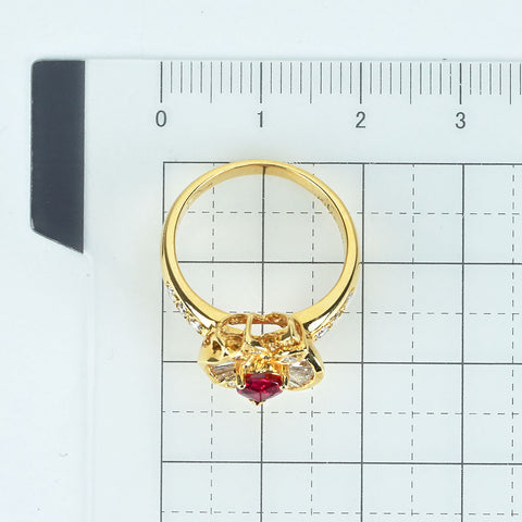 【中古】K18YG RUBYルビーリング R0.58ct D0.62ct.7.0g #12.5