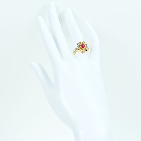 【中古】K18YG RUBYルビーリング R0.58ct D0.62ct.7.0g #12.5