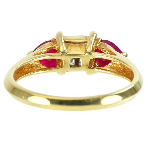 [Pre-owned] 18K Yellow Gold Diamond Ring, Diamond and Ruby, D0.40ct, 3.1g, #12.5 