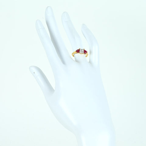 [Pre-owned] 18K Yellow Gold Diamond Ring, Diamond and Ruby, D0.40ct, 3.1g, #12.5 