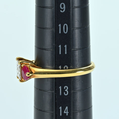 [Pre-owned] 18K Yellow Gold Diamond Ring, Diamond and Ruby, D0.40ct, 3.1g, #12.5 