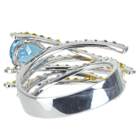 【中古】K18WG AQUAMARINE RING アクアマリンリング AQ0.92ct D0.60ct/0.51ct 6.1g #13