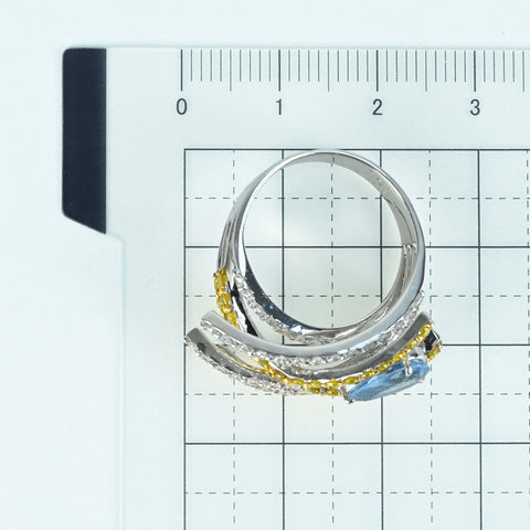 【中古】K18WG AQUAMARINE RING アクアマリンリング AQ0.92ct D0.60ct/0.51ct 6.1g #13