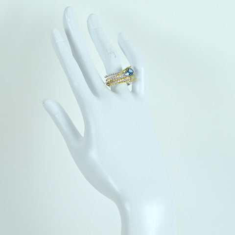 【中古】K18WG AQUAMARINE RING アクアマリンリング AQ0.92ct D0.60ct/0.51ct 6.1g #13