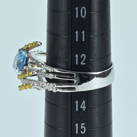 【中古】K18WG AQUAMARINE RING アクアマリンリング AQ0.92ct D0.60ct/0.51ct 6.1g #13