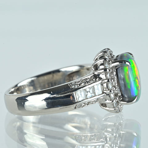 【中古】PT900 BLACK OPAL ブラックオパールリング BO1.65ct D0.56ct 8.4g #10