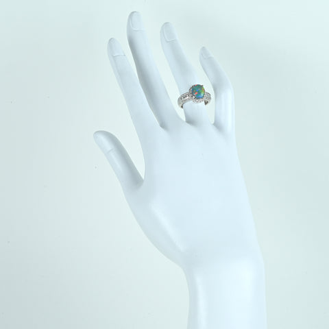 【中古】PT900 BLACK OPAL ブラックオパールリング BO1.65ct D0.56ct 8.4g #10