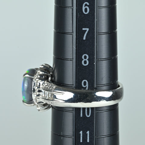 【中古】PT900 BLACK OPAL ブラックオパールリング BO1.65ct D0.56ct 8.4g #10