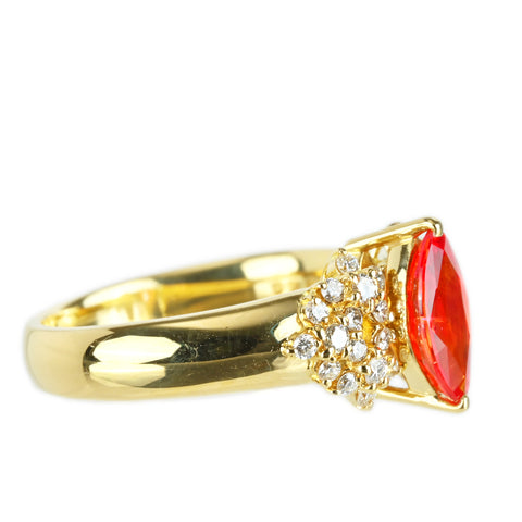 【中古】K18YG ORANGE SAPPHIRE オレンジサファイアリング S0.83ct D0.26ct CGLソ 5.9g #9.5