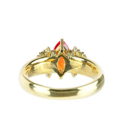 【中古】K18YG ORANGE SAPPHIRE オレンジサファイアリング S0.83ct D0.26ct CGLソ 5.9g #9.5