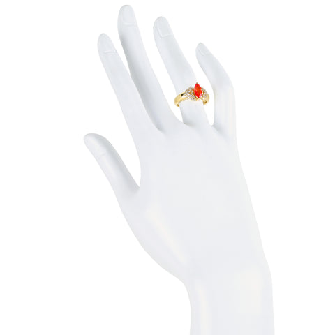 【中古】K18YG ORANGE SAPPHIRE オレンジサファイアリング S0.83ct D0.26ct CGLソ 5.9g #9.5