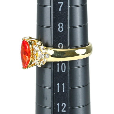 【中古】K18YG ORANGE SAPPHIRE オレンジサファイアリング S0.83ct D0.26ct CGLソ 5.9g #9.5