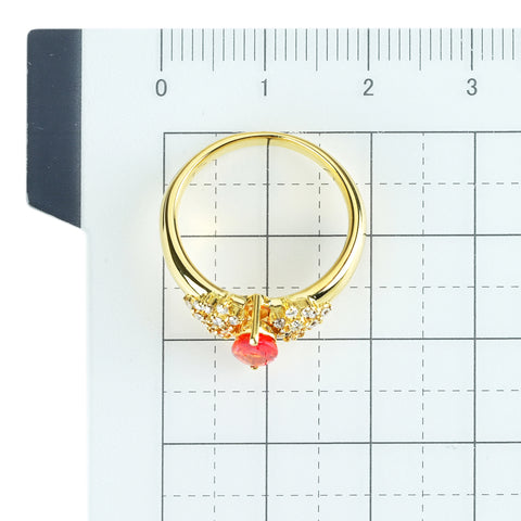 【中古】K18YG ORANGE SAPPHIRE オレンジサファイアリング S0.83ct D0.26ct CGLソ 5.9g #9.5