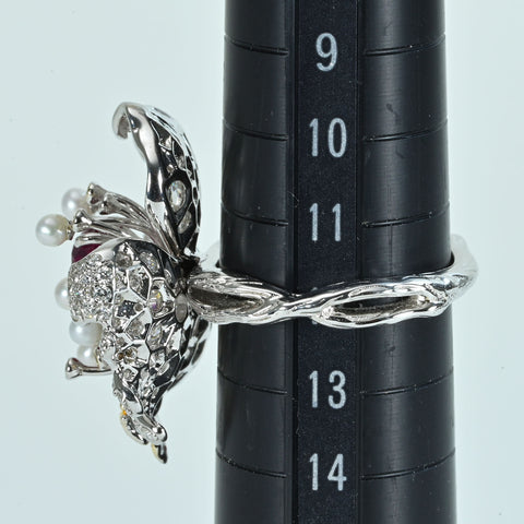 Pre-owned 18K White Gold Ruby Ring, Unheated Burmese Ruby, 2.05ct R, 2.42ct D, GRS Certificate, 11.4g, #12 