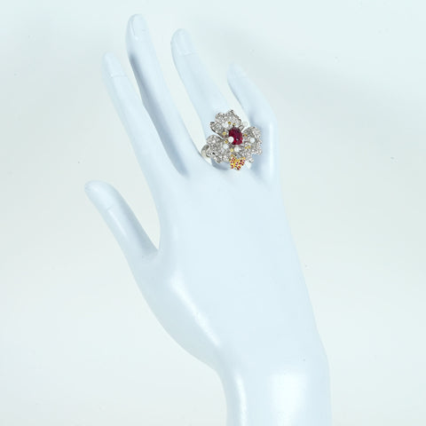 Pre-owned 18K White Gold Ruby Ring, Unheated Burmese Ruby, 2.05ct R, 2.42ct D, GRS Certificate, 11.4g, #12 