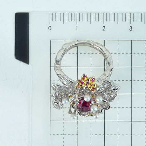 Pre-owned 18K White Gold Ruby Ring, Unheated Burmese Ruby, 2.05ct R, 2.42ct D, GRS Certificate, 11.4g, #12 