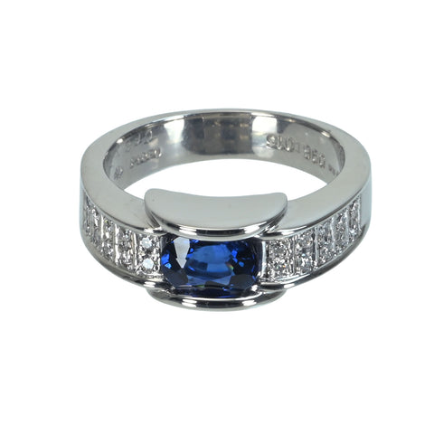 【中古】PT850 SAPPHIREサファイアリング S0.96ct D0.16ct 10.7g #11