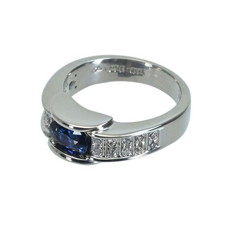 【中古】PT850 SAPPHIREサファイアリング S0.96ct D0.16ct 10.7g #11