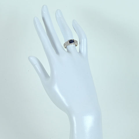 【中古】PT850 SAPPHIREサファイアリング S0.96ct D0.16ct 10.7g #11